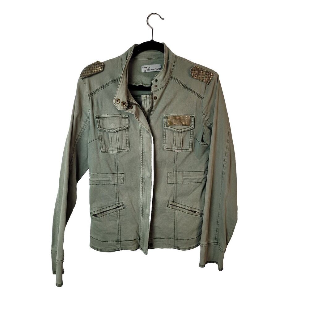 Vintage Havana Green Coat Army Military Jacket Cute M Stretch